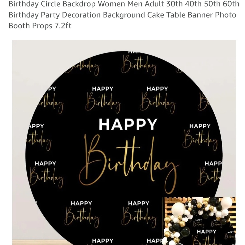 Black and Gold Birthday Backdrop